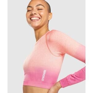 Gymshark Adapt Seamless Cropped Top Womens Medium Orange Pink Ombré